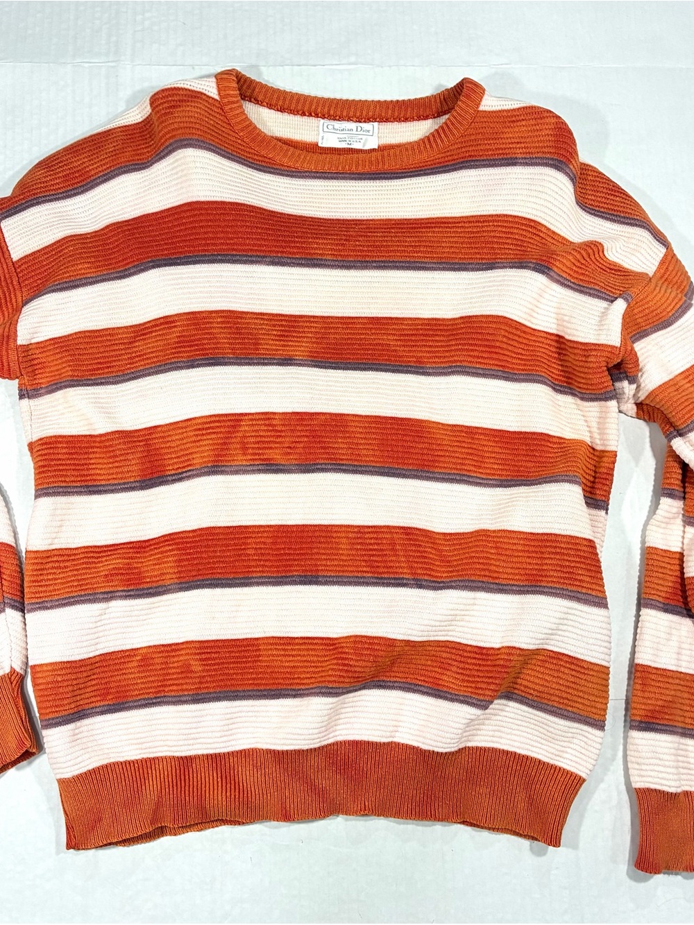 VINTAGE CHRISTIAN DIOR COTTON RIBBED STRIPPED SWEATER (840)